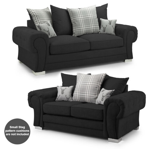 (Black, 3 + 2 Seater) Milan Scatter Back Sofa Sets