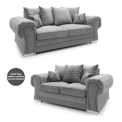(Grey, 3 + 2 Seater) Milan Scatter Back Sofa Sets