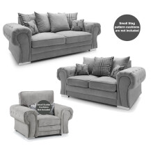 (Grey, 3 + 2 Seater & Armchair) Milan Scatter Back Sofa Sets