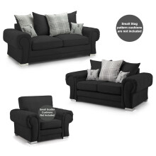 (Black, 3 + 2 Seater & Armchair) Milan Scatter Back Sofa Sets