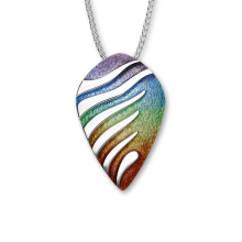 Ortak Scottish Jewellery Mirage Rainbow Single Drop Sterling Silver Necklace