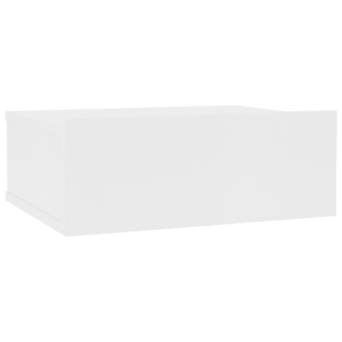 VidaXL vidaXL Floating Nightstand White Engineered Wood Bedside Table Cabinet Shelf 2