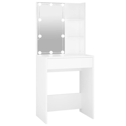 VidaXL (White) vidaXL Dressing Table with LED Makeup Vanity Desk Cosmetic Table Multi Colours 2