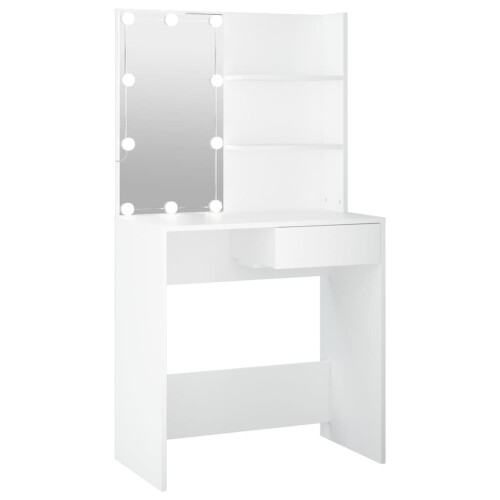 VidaXL (White) vidaXL Dressing Table with LED Vanity Table Makeup Vanity Desk Cosmetic Table 2