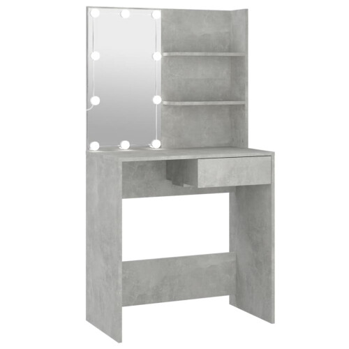 VidaXL (Concrete grey) vidaXL Dressing Table with LED Vanity Table Makeup Vanity Desk Cosmetic Table 2