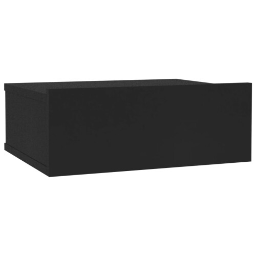 VidaXL vidaXL Floating Nightstand Black Engineered Wood Wall-mounted Bedside Shelf 2