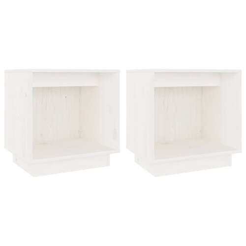 VidaXL (white, 2) vidaXL 1/2x Solid Wood Pine Bedside Cabinet Storage Side Table Multi Colours 2