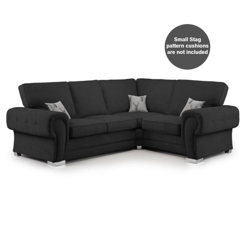 (Black, 4 Seater Corner Right Hand Facing) Milan Fullback Corner Sofa Range