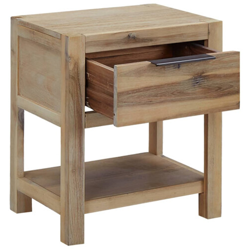VidaXL vidaXL Solid Wood Acacia Nightstand with Drawer Bedside End Table Cabinet 1