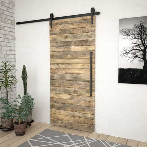 VidaXL vidaXL Schiebetürbeschlag-Set 183 cm Stahl Schwarz 2