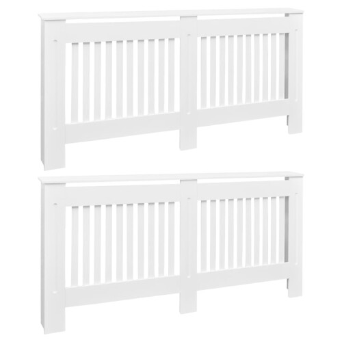 VidaXL vidaXL 2x Radiator Covers White MDF 172cm Heating Shelf Cabinet Accessory 1