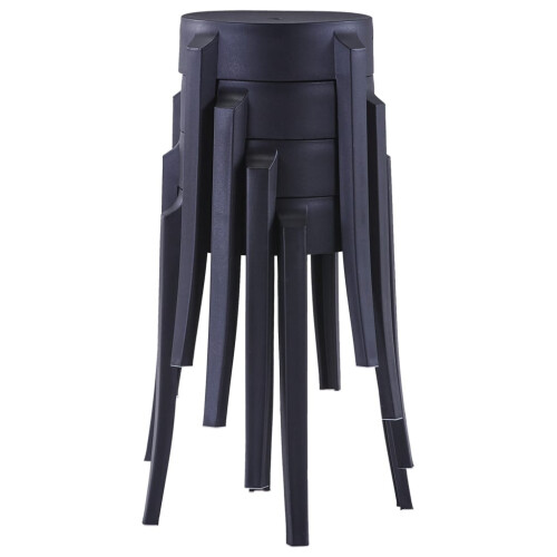 VidaXL vidaXL 4x Stackable Stools Black Plastic Kitchen Dining Room Counter Seat 1