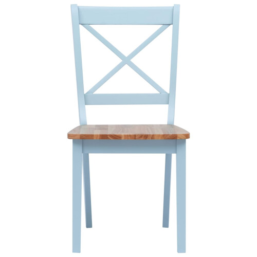 VidaXL vidaXL 6x Solid Rubber Wood Dining Chairs Grey and Light Wood Kitchen Seating 2