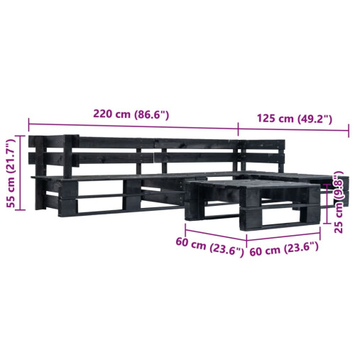 VidaXL vidaXL 4-tlg. Garten-Paletten-Sofagarnitur Schwarz Holz 2