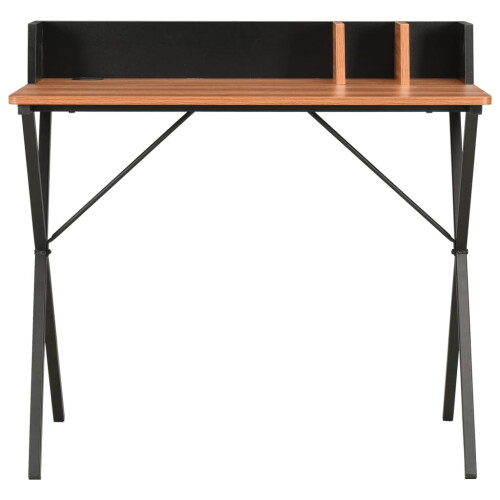 VidaXL vidaXL Computer Desk X-Shape Cross Legs Black and Brown PC Table Corner Desk 1
