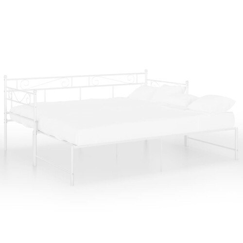 VidaXL vidaXL Pull-out Sofa Bed Frame White Metal Sleepover Occasional Guest Resting 2