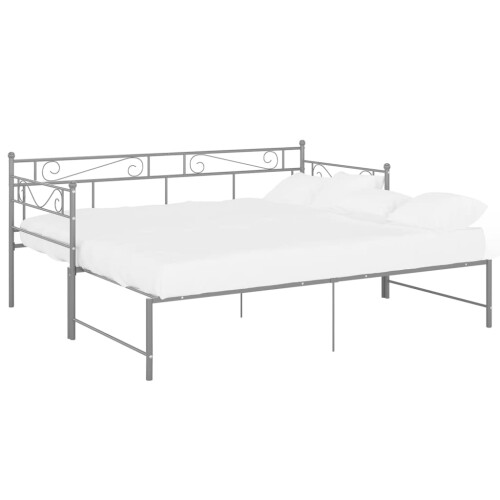 VidaXL vidaXL Pull-out Sofa Bed Frame Grey Metal Sleepover Occasional Guest Resting 2