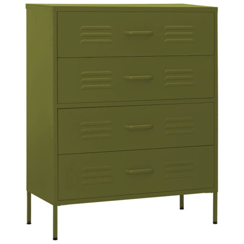 VidaXL vidaXL Kommode Olivgrün 80x35x101,5 cm Stahl 1
