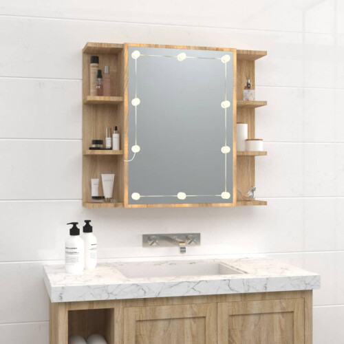 VidaXL vidaXL Spiegelschrank mit LED Sonoma-Eiche 70x16,5x60 cm 2