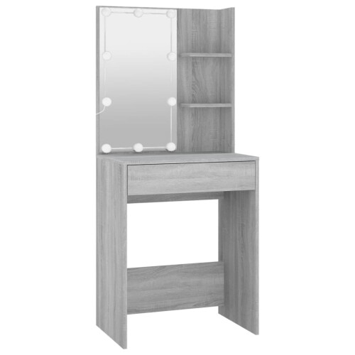 VidaXL (Grey sonoma) vidaXL Dressing Table with LED Makeup Vanity Desk Cosmetic Table Multi Colours 2