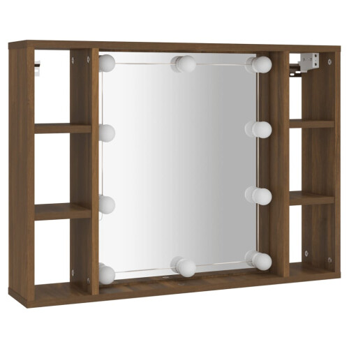 VidaXL vidaXL Spiegelschrank mit LED Braun Eichen-Optik 76x15x55 cm 2