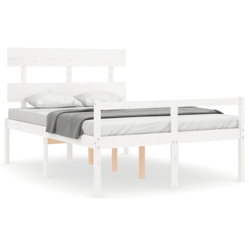 VidaXL (white, 120 x 190 cm) vidaXL Bed Frame Bedroom Platform Bed Frame Bedstead with Headboard Solid Wood 1