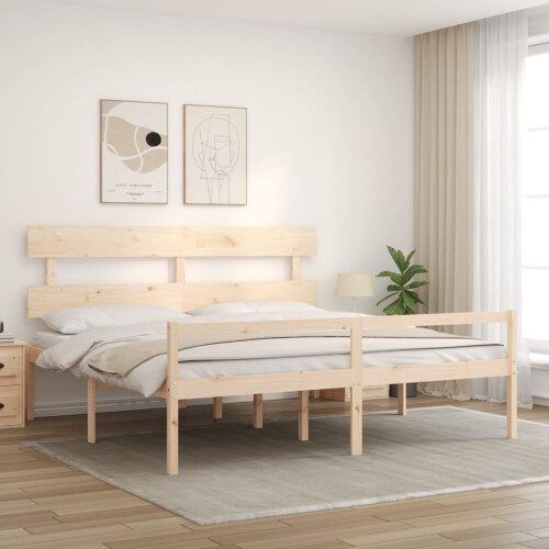 VidaXL (brown, 200 x 200 cm) vidaXL Bed Frame Bedroom Platform Bed Frame Bedstead with Headboard Solid Wood 2