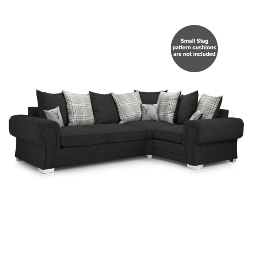 (Black, 4 Seater Corner Right Hand Facing) Milan Scatter Back Corner Range