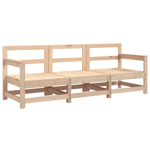 VidaXL (natural pine, 2x corner + middle) vidaXL Garden Middle Sofas Outdoor Sofa Sectional Sofa 2 pcs Solid Wood Pine 1