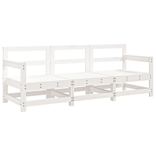 VidaXL (white pine, 2x corner + middle) vidaXL Garden Middle Sofas Outdoor Sofa Sectional Sofa 2 pcs Solid Wood Pine 1