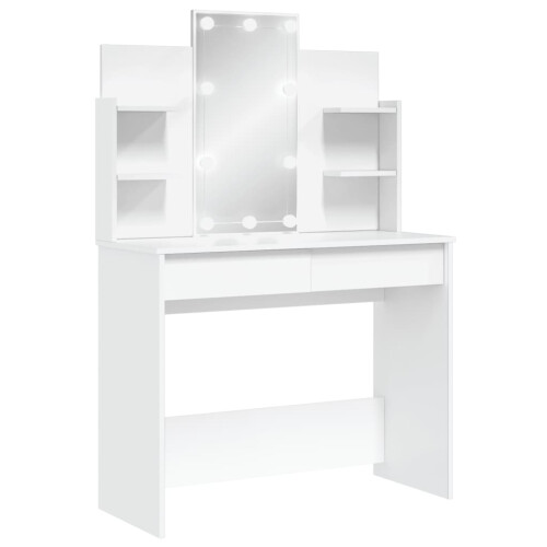 VidaXL (white) vidaXL Dressing Table Makeup Vanity Desk Cosmetic Table with LED Lights Black 1