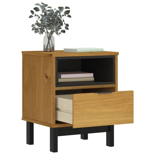 VidaXL vidaXL Bedside Cabinet Bedside Table End Table Nightstand FLAM Solid Wood Pine 2