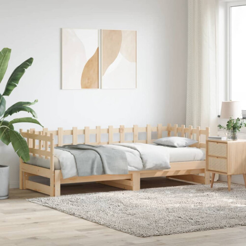 VidaXL (90 x 200 cm) vidaXL Pull-out Day Bed Sofa Bed Guest Bed Frame Daybed Couch Solid Wood Pine 2