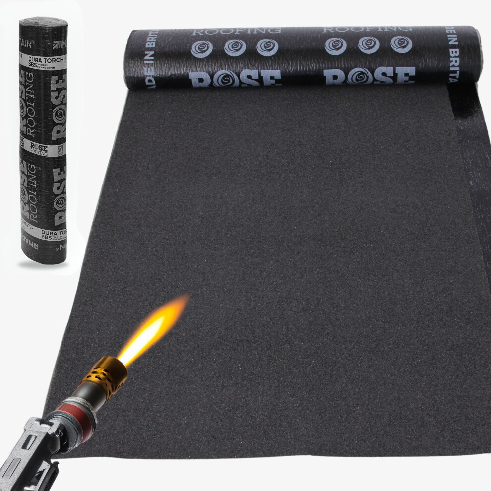 (Capsheet Black 8m) Premium Torch-On Heavy Duty Roofing Felt Mineral Capsheet & Sanded Underlay