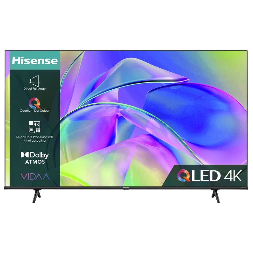 Hisense QLED 4K Smart TV 65 Inch 65E78KQTUK HDR UHD VIDAA OS Black