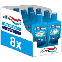 Aquafresh Fresh Mint Extra Fresh Daily Mouthwash Keeps Mouth Fresh 8 x 500ml