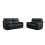 (Black) Austin Genuine Leather 3 + 2 Reclining Sofa Suite 4