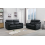 (Black) Austin Genuine Leather 3 + 2 Reclining Sofa Suite 1