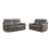 (Taupe Grey) Austin Genuine Leather 3 + 2 Reclining Sofa Suite 4