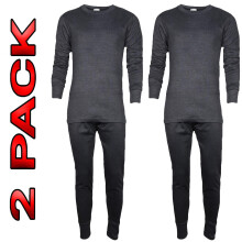 (Charcoal - 2 Pack, XL) Mens Thermal Underwear Sets Premium Quality 2 Pack