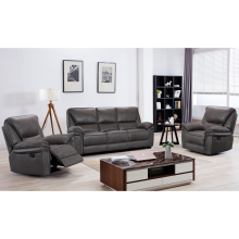 (Grey Faux Suede) Boston Grey Reclining 3 Piece Sofa Suite