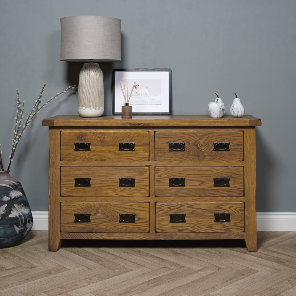 Elm Home and Garden quality oak chest of drawers finished in rustic