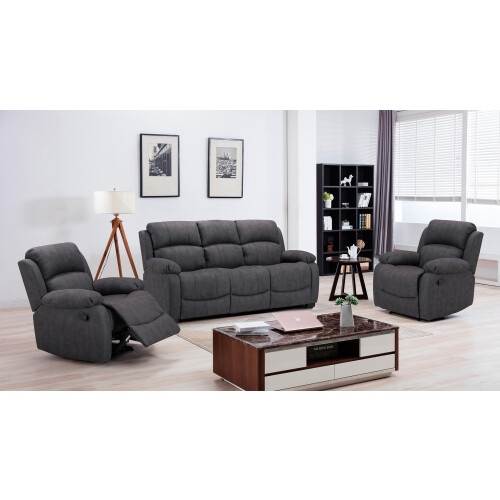 Alaska Grey Faux Suede 3 Piece Sofa Suite