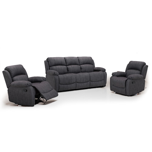 Alaska Grey Faux Suede 3 Piece Sofa Suite 1