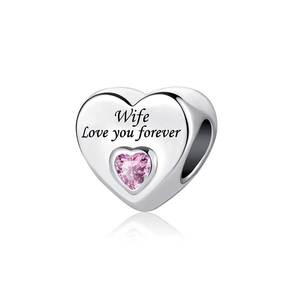 Wife love you forever sterling silver charm fit pandora bracelet