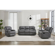 Alaska Dark Grey Faux Suede Reclining 3 Piece Sofa Suite