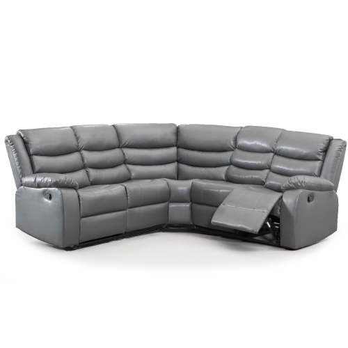 (Grey) Washington Leather Corner Recliner Sofa 2