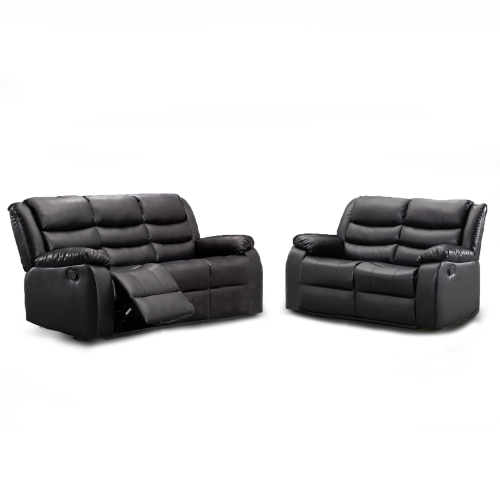 (Black) Washington Leather 3 & 2 Seater Sofa Set 2