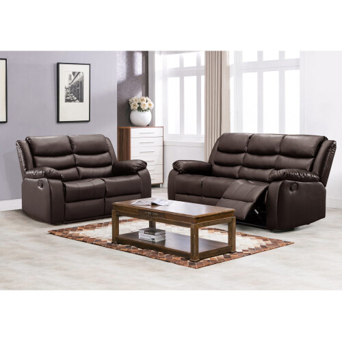 (Brown) Washington Leather 3 & 2 Seater Sofa Set