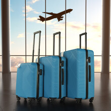 (Electric Blue) Neo 3 Piece Hard Shell Luggage Suitcase Set ABS Expandable Handle Lightweight Durable Trolley Travel with 360 Spinner Wheels Inbuilt Lock 20" 24" 28"